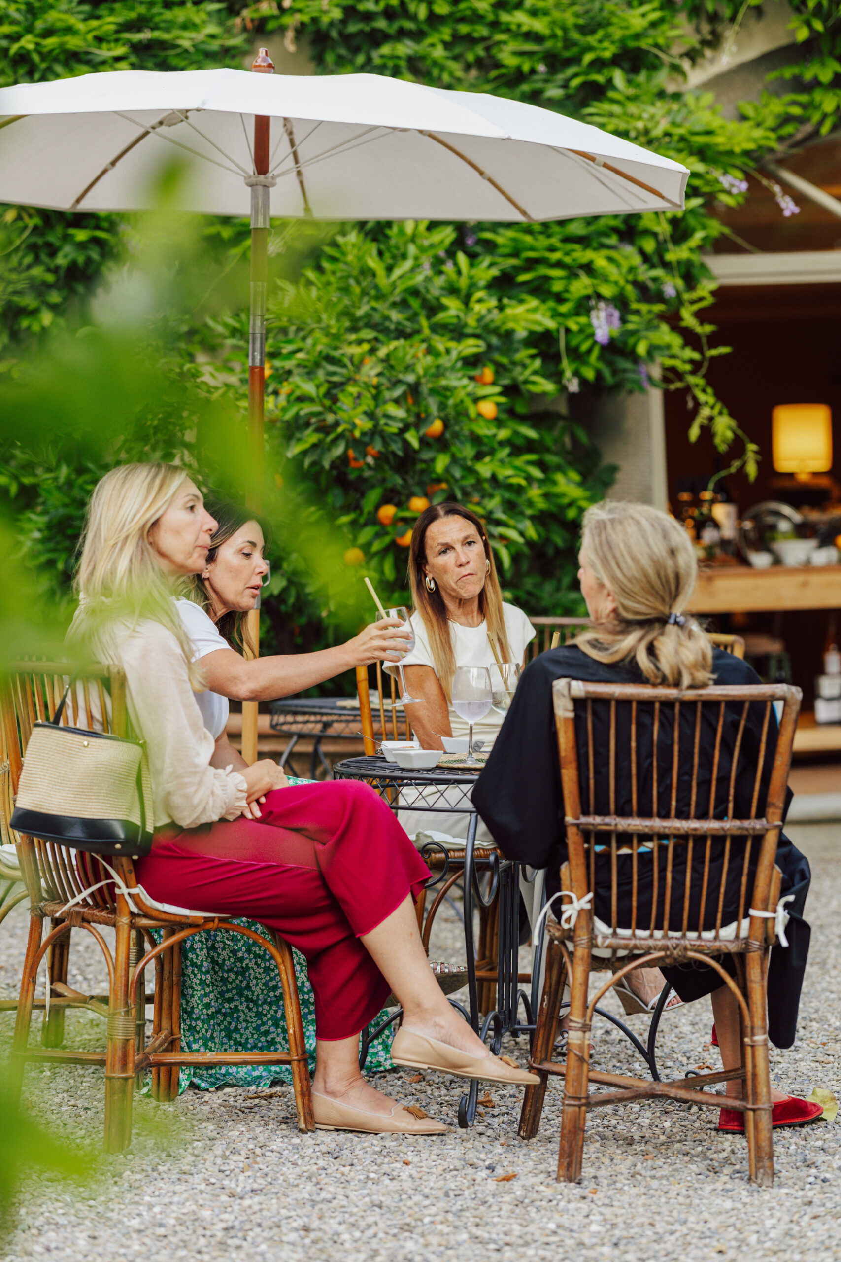 Outdoor aperitivo at Villa Dianella, with a view over the vineyards