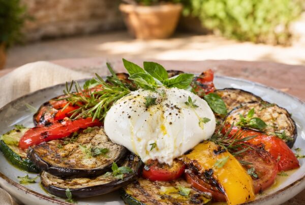 Grigliata di verdure dell'orto alle erbe aromatiche con burrata del Mugello, la ricetta di agosto di Villa Dianella
